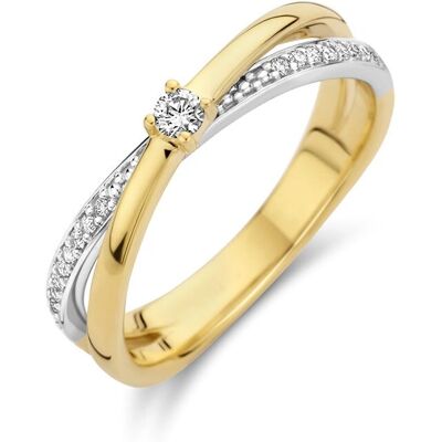 Quickjewels Bicolor Goud Diamantring - Ring Quickjewels Bicolor Goud Diamantring - Ring
