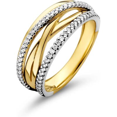 Quickjewels 14K Bicolor Gouden Ring met Diamanten - Ring Quickjewels 14K Bicolor Gouden Ring met Diamanten - Ring