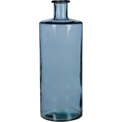 Vase bouteille en verre recyclé bleu de Mica Decorations - 40x15cm - Publicité Vase bouteille en verre recyclé bleu de Mica Decorations - 40x15cm - Publicité