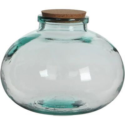 Olly Kreisförmiges Kristallglasgefäß - Natürlicher Kork - 29x23cm Olly Kreisförmiges Kristallglasgefäß - Natürlicher Kork - 29x23cm
