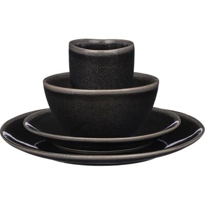 Ensemble de vaisselle Tabo de Mica Decorations - 16 pièces, céramique, noir, pour 4 - Publicité Ensemble de vaisselle Tabo de Mica Decorations - 16 pièces, céramique, noir, pour 4 - Publicité