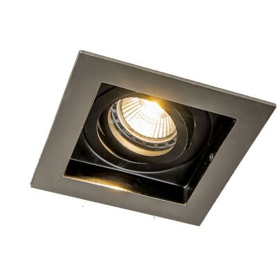 QAZQA Adjustable Square Recessed Spotlight - Modern Steel - GU10 - 50W QAZQA Adjustable Square Recessed Spotlight - Modern Steel - GU10 - 50W