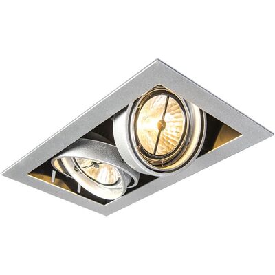 Qazqa - Faretto incasso rettangolare in alluminio - 111-2 - Adatto per LED Qazqa - Faretto incasso rettangolare in alluminio - 111-2 - Adatto per LED