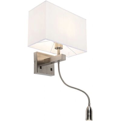 QAZQA Bergamo Lampada da Parete Moderna in Acciaio con Paralume Bianco QAZQA Bergamo Lampada da Parete Moderna in Acciaio con Paralume Bianco