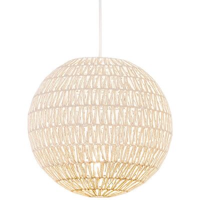 Qazqa Lampada a sospensione retrò Lina Ball 40cm - Acciaio / Cotone - Bianco - E27 Qazqa Lampada a sospensione retrò Lina Ball 40cm - Acciaio / Cotone - Bianco - E27