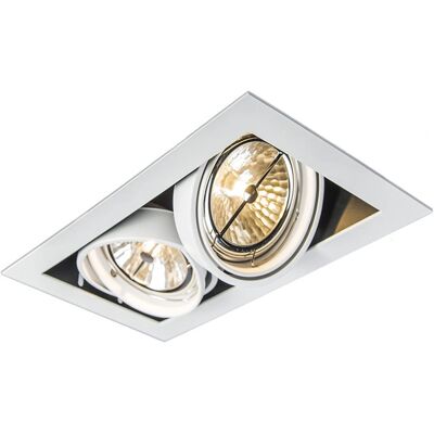 Qazqa - Faretto a incasso regolabile bianco - 2 luci - Acciaio moderno - 50W Qazqa - Faretto a incasso regolabile bianco - 2 luci - Acciaio moderno - 50W