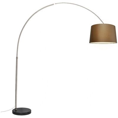 Lampada ad arco marrone in tessuto Qazqa - Regolabile, 60W max Lampada ad arco marrone in tessuto Qazqa - Regolabile, 60W max
