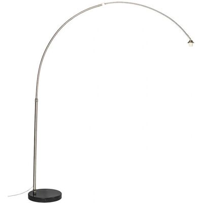 Qazqa Adjustable Arc Lamp - Stainless Steel with Marble Base - Suitable for LED Qazqa Adjustable Arc Lamp - Stainless Steel with Marble Base - Suitable for LED