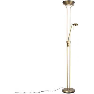 Lampada da terra moderna in bronzo Qazqa con luce di lettura e dimmer - Diva 2 Lampada da terra moderna in bronzo Qazqa con luce di lettura e dimmer - Diva 2