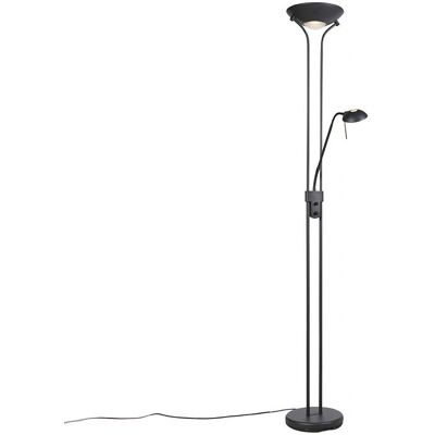 QAZQA Diva Lámpara de pie moderna de acero negro - Luz de lectura ajustable QAZQA Diva Lámpara de pie moderna de acero negro - Luz de lectura ajustable