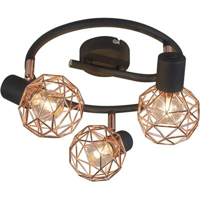 Qazqa Modern Black/Copper Ceiling Light 3 Bulbs - E14, Max 40W - Interior Qazqa Modern Black/Copper Ceiling Light 3 Bulbs - E14, Max 40W - Interior