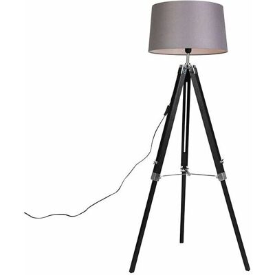 Qazqa Tripod Lamp - Adjustable Height - Dark Gray - Floor Light Qazqa Tripod Lamp - Adjustable Height - Dark Gray - Floor Light