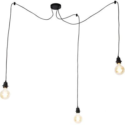 Qazqa Lampada a sospensione Moderna - Acciaio, Nero, E27 - Lampada pendente Qazqa Lampada a sospensione Moderna - Acciaio, Nero, E27 - Lampada pendente