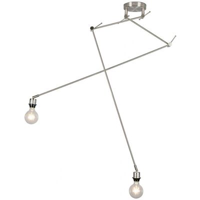 Lámpara de Techo de Acero Moderno Qazqa - Ajustable y Giratoria - 2 Bombillas Lámpara de Techo de Acero Moderno Qazqa - Ajustable y Giratoria - 2 Bombillas
