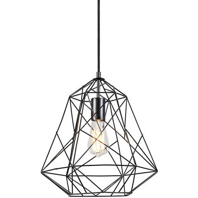Lampada a sospensione industriale nera QAZQA - Cornice in metallo minimalista - Max 40W Lampada a sospensione industriale nera QAZQA - Cornice in metallo minimalista - Max 40W