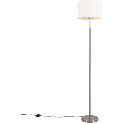 Lampada da terra rotonda bianca moderna Qazqa - E27, 60W, 230V Lampada da terra rotonda bianca moderna Qazqa - E27, 60W, 230V