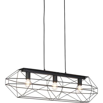 Lampada a sospensione industriale nera Qazqa con 3 luci Lampada a sospensione industriale nera Qazqa con 3 luci