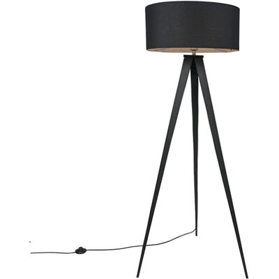 Lampada da terra nera moderna Qazqa con paralume - E27 60W Lampada da terra nera moderna Qazqa con paralume - E27 60W