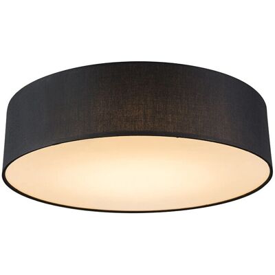 QAZQA QAZQA Modern Black Round Fabric Steel Ceiling Light - Ceiling Lamp QAZQA QAZQA Modern Black Round Fabric Steel Ceiling Light - Ceiling Lamp