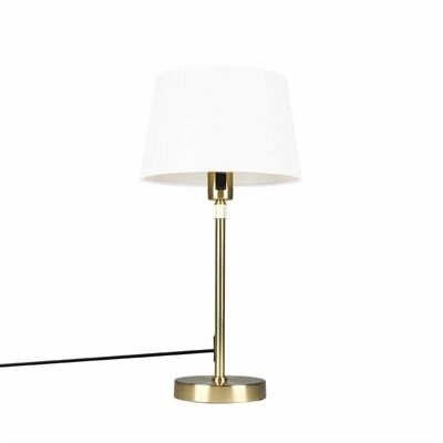 Qazqa Modern Table Lamp Gold/Latón White Shade Adjustable Qazqa Modern Table Lamp Gold/Latón White Shade Adjustable