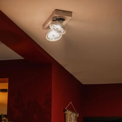 Lampada a Soffitto Moderna Qazqa - Regolabile, Alluminio, 2x40W Lampada a Soffitto Moderna Qazqa - Regolabile, Alluminio, 2x40W