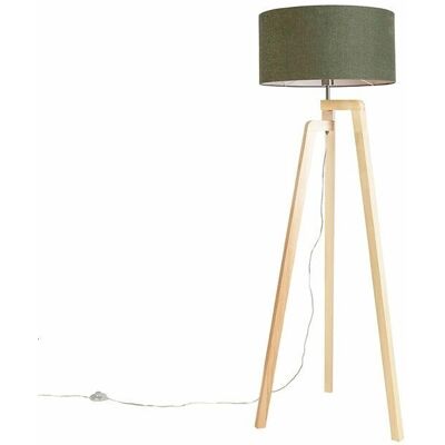 Lampada a treppiede rustica in legno Qazqa - 50cm Verde - E27 Lampada a treppiede rustica in legno Qazqa - 50cm Verde - E27