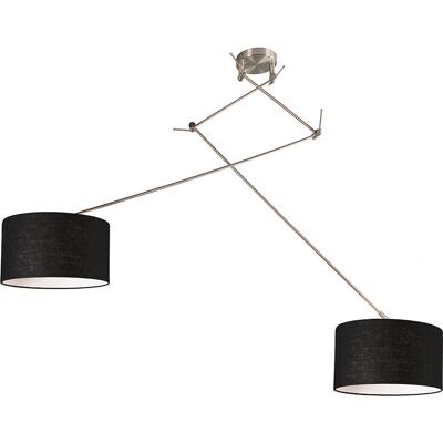 QAZQA Modern Pendant Steel Adjustable 35cm Black - Blitz II QAZQA Modern Pendant Steel Adjustable 35cm Black - Blitz II