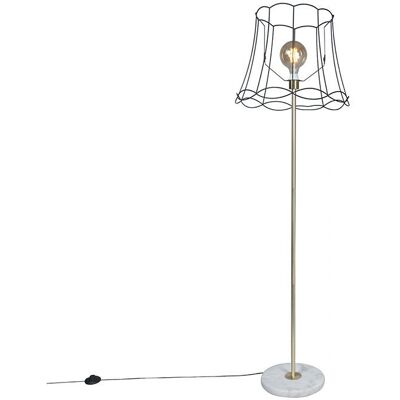 Qazqa Vintage Marble Steel Floor Lamp - Dimmable - Classic Modern Qazqa Vintage Marble Steel Floor Lamp - Dimmable - Classic Modern