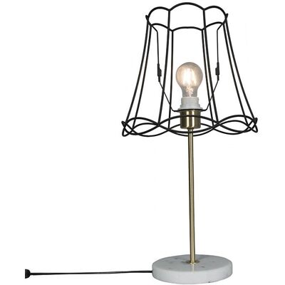 Lampada da tavolo vintage Qazqa con base in marmo - Nero - 30cm Lampada da tavolo vintage Qazqa con base in marmo - Nero - 30cm