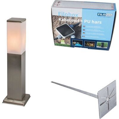 QAZQA Lámpara moderna de exterior de acero 45cm IP44 - Piqueta y conector QAZQA Lámpara moderna de exterior de acero 45cm IP44 - Piqueta y conector