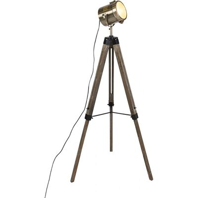 Qazqa - Industrial Floor Lamp with Wooden Tripod - Adjustable Height - E14 Max 25W Qazqa - Industrial Floor Lamp with Wooden Tripod - Adjustable Height - E14 Max 25W