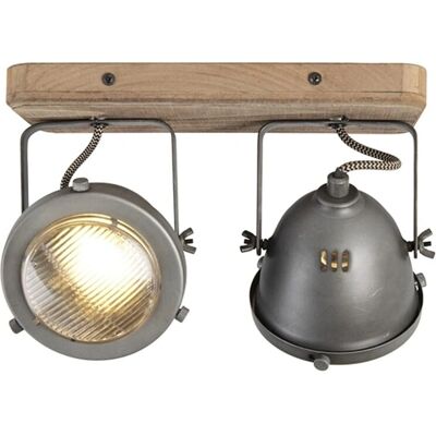 Qazqa Plafoniera industriale regolabile 2 luci - Fino a 2x25W per LED Qazqa Plafoniera industriale regolabile 2 luci - Fino a 2x25W per LED