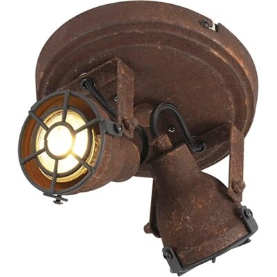 Qazqa Lampada da soffitto industriale 2-Spot - SORRA - Ruggine Marrone - Montaggio a soffitto e parete Qazqa Lampada da soffitto industriale 2-Spot - SORRA - Ruggine Marrone - Montaggio a soffitto e parete