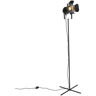 Lampada da terra industriale QAZQA - Acciaio nero regolabile - Per LED 60W Lampada da terra industriale QAZQA - Acciaio nero regolabile - Per LED 60W