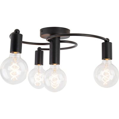 Lampada da soffitto Moderna Qazqa - Art Deco nero 4 luci - Acciaio - Max 4 x 60W Lampada da soffitto Moderna Qazqa - Art Deco nero 4 luci - Acciaio - Max 4 x 60W