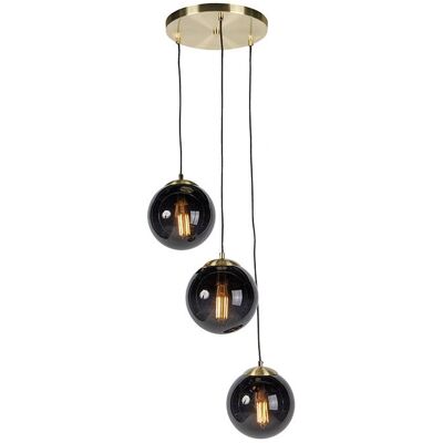 QAZQA Luxurious Black/Gold Pendant Light with 3 Spheres - Modern Decor QAZQA Luxurious Black/Gold Pendant Light with 3 Spheres - Modern Decor