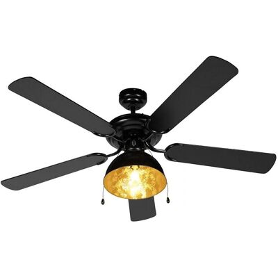 Qazqa - Ventilatore da soffitto industriale nero - Magna Legno/Acciaio - Max 60W Qazqa - Ventilatore da soffitto industriale nero - Magna Legno/Acciaio - Max 60W