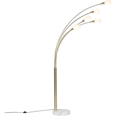 QAZQA Marmo Art Deco Floor Lamp - 5 Lights - Vintage Gold Brass QAZQA Marmo Art Deco Floor Lamp - 5 Lights - Vintage Gold Brass