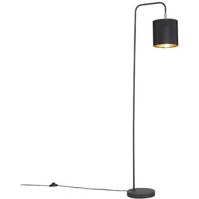 Qazqa Lampada da terra moderna nera Lofty con paralume regolabile Qazqa Lampada da terra moderna nera Lofty con paralume regolabile