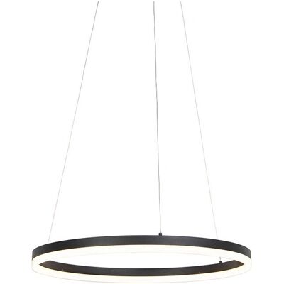 QAZQA Lámpara Colgante Anillo Negra - 60cm Moderna con Dimming QAZQA Lámpara Colgante Anillo Negra - 60cm Moderna con Dimming
