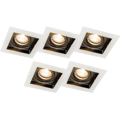 Qazqa Moderno Set 5 Spotlights - Square Adjustable Modern Lighting Qazqa Moderno Set 5 Spotlights - Square Adjustable Modern Lighting