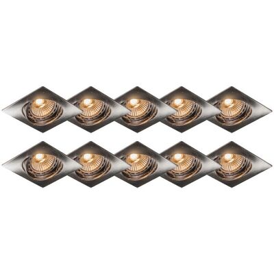 Conjunto Moderno Qazqa 10 Focos Empotrados Cuadrados - Orientables, LED Conjunto Moderno Qazqa 10 Focos Empotrados Cuadrados - Orientables, LED