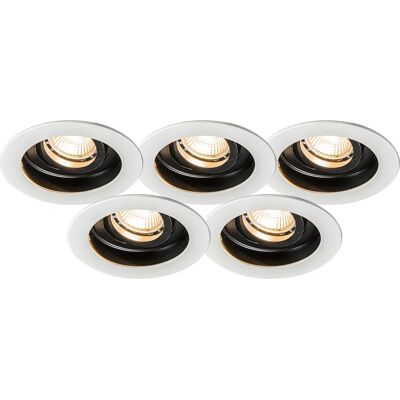 Set Moderno di 5 Faretti Incasso - GU10 Regolabile - Bianco Set Moderno di 5 Faretti Incasso - GU10 Regolabile - Bianco