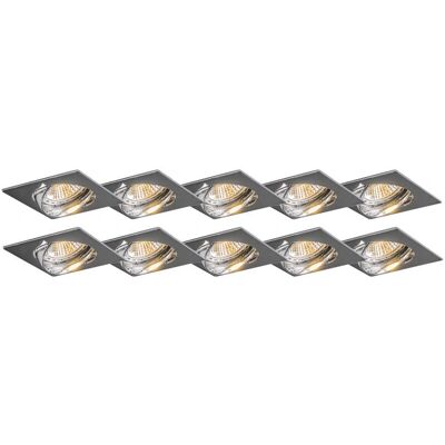 QAZQA Juego de 10 focos empotrados ajustables cromados - Moderno QAZQA Juego de 10 focos empotrados ajustables cromados - Moderno