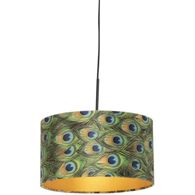 QAZQA Lámpara colgante clásica/antigua con pantalla de terciopelo - Compatible con LED QAZQA Lámpara colgante clásica/antigua con pantalla de terciopelo - Compatible con LED