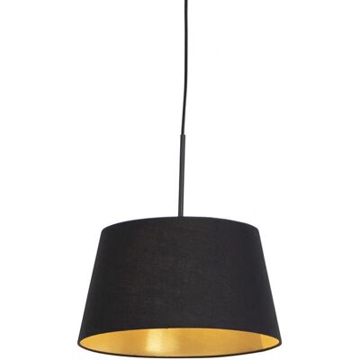 QAZQA Black and Gold Cotton Pendant Lamp - 32cm - Adjustable Height QAZQA Black and Gold Cotton Pendant Lamp - 32cm - Adjustable Height
