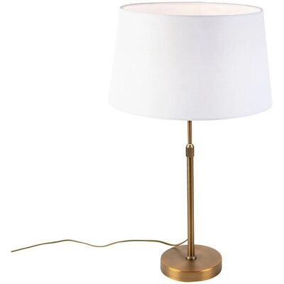 QAZQA Lámpara de Mesa Clásica Antigua - Pantalla de Lino Blanco - Altura Ajustable - Diseño Moderno QAZQA Lámpara de Mesa Clásica Antigua - Pantalla de Lino Blanco - Altura Ajustable - Diseño Moderno