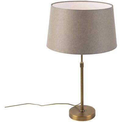 QAZQA Lampada da tavolo rustica - Lino/Taupe/Bronzo - 35cm - Lampada da tavolo QAZQA Lampada da tavolo rustica - Lino/Taupe/Bronzo - 35cm - Lampada da tavolo