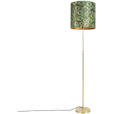 QAZQA Golden/Green Classic Floor Lamp - Adjustable Height - E27 Up to 60W QAZQA Golden/Green Classic Floor Lamp - Adjustable Height - E27 Up to 60W