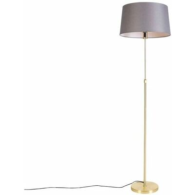 Qazqa Rustic Floor Lamp Gray/Gold - Adjustable Height - E27 Qazqa Rustic Floor Lamp Gray/Gold - Adjustable Height - E27